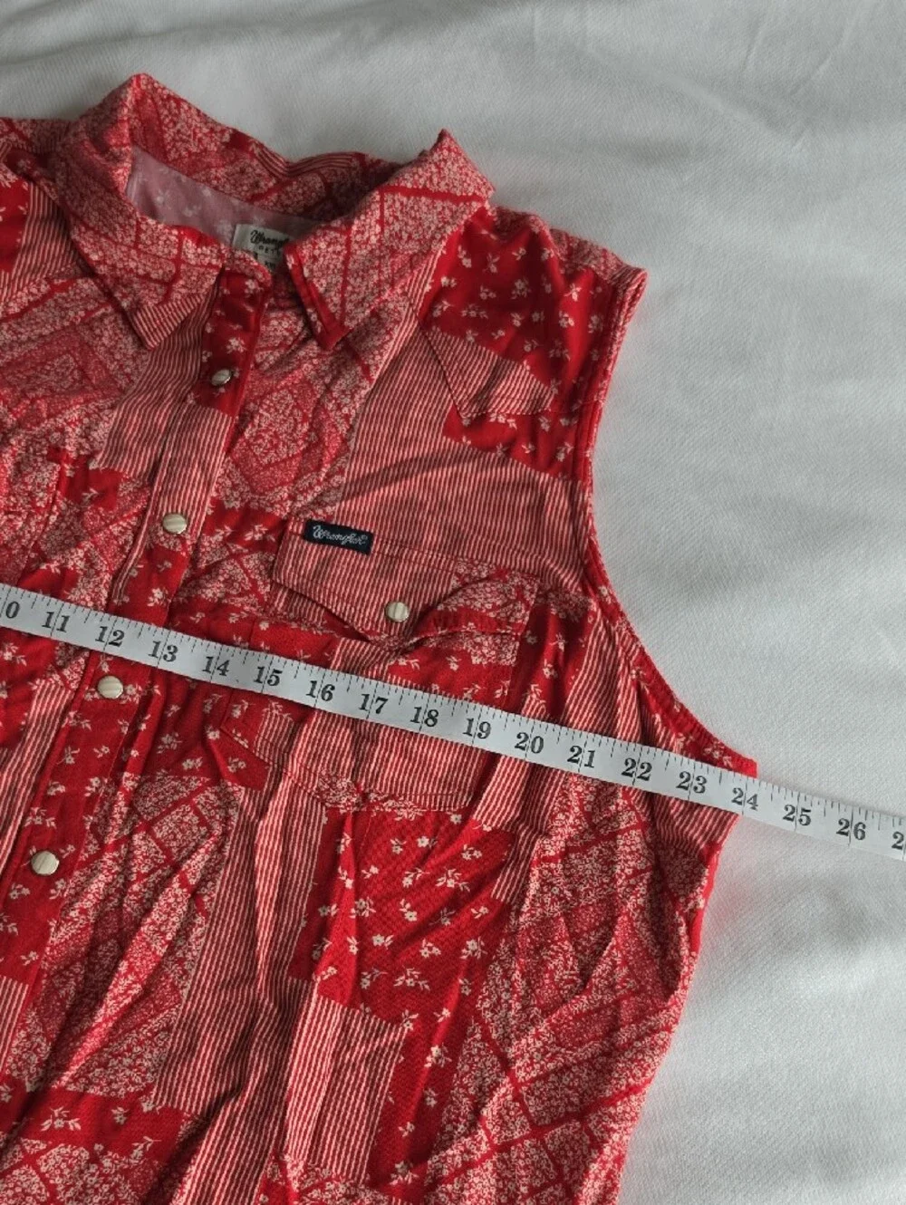 WRANGLER RETRO | Pearl Snap Western Bandana‎ Patchwork Sleeveless Top | XXL